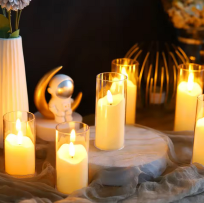 6x LED Design-Kerzen mit Acrylglas & realistischer Flamme