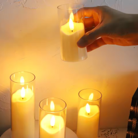 6x LED Design-Kerzen mit Acrylglas & realistischer Flamme